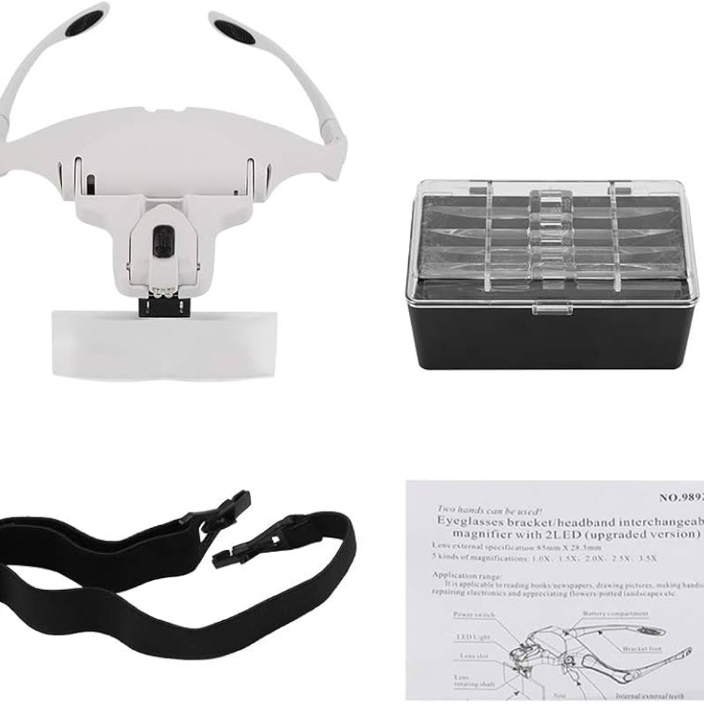 Yoctosun LED Lighted Head Magnifying Visor With 5 Lenses & Headband White